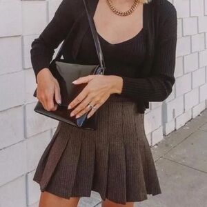 Abercrombie & Fitch Plaid Pleated Skirt in Brown